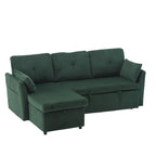 Canapé d'angle réversible en velours côtelé/chenille avec chaise longue de rangement et poche latérale