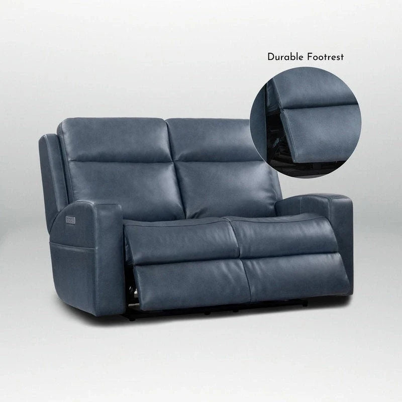 Causeuse inclinable électrique en cuir véritable avec espace de rangement et port de charge USB pour salon