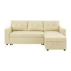 Canapé d'angle réversible convertible avec lit gigogne, méridienne de rangement et pieds durables