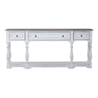 Console de hall 72 po blanc antique et écorce vieillie