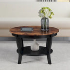 Table basse ronde avec étagère