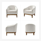 Fauteuil tonneau moderne Augus en bouclette avec pieds en bois massif par HULALA HOME