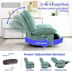 Fauteuil inclinable pivotant XINMICS, Fauteuils inclinables à bascule de massage avec fonction chauffante, ports USB, USB-C et pochette latérale