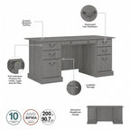 Bureau de direction Bush Furniture Saratoga avec tiroirs et rangements