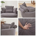 Fauteuil pivotant surdimensionné avec pouf de rangement lune et 4 oreillers