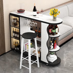 Table de bar contemporaine en pierre à plateau libre avec rangement pour bars à domicile