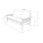 Ensemble futon rustique en noyer grand format avec matelas