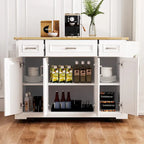Grand îlot de cuisine avec rabat en bois, desserte de cuisine roulante texturée en relief avec portes et tiroirs avec rangement pour la cuisine, blanc