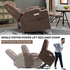 Fauteuil inclinable Power Lift avec massage et chaleur, fauteuils inclinables larges et rembourrés Lazy Boy avec ports USB, Type C et 2 porte-gobelets en acier