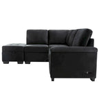 Canapé d'angle convertible 5 places en L 84,75 po avec pouf de rangement, rangement de bras dissimulé et chargement USB pour salon