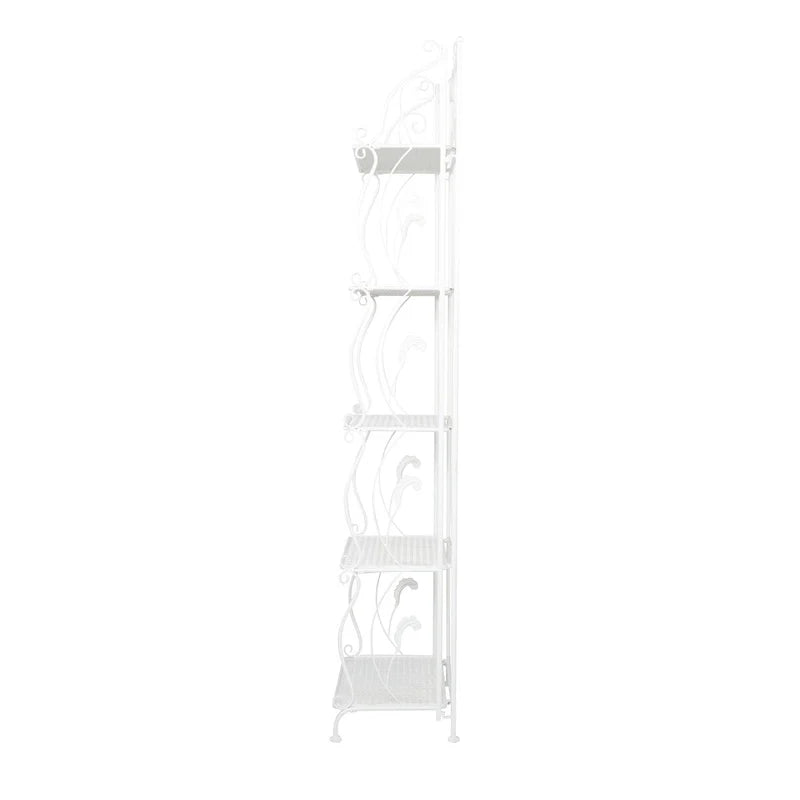 Étagère de Boulanger Pliable Haute à 5 Niveaux en Métal Décoratif pour Intérieur/Extérieur - Or ou Blanc - Roche River Decor