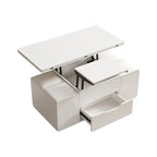 Table basse relevable pliable avec 4 tabourets et rangement