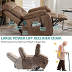 Grand fauteuil inclinable de massage électrique avec fonction de levage, chauffage et porte-gobelet dissimulé