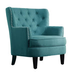 Moser Bay Mignon Fauteuil d'appoint à oreilles capitonné large de 76 cm en velours et lin