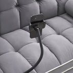 Canapé-lit convertible en velours 55'' 2 places avec lit gigogne, dossier inclinable, poches latérales et support de téléphone