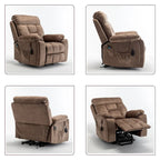 Grand fauteuil inclinable de massage électrique avec fonction de levage, chauffage et porte-gobelet dissimulé