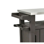 Chariot de service de bar à roulettes pour barbecue extérieur avec rangement marron foncé - 35,4 H x 48,7 L x 20,4 P
