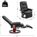 Fauteuil inclinable manuel pivotant en similicuir HomCom avec repose-pieds confortable et relaxant