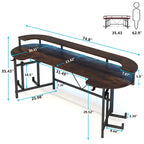 Bureau de gaming avec étagère pour moniteur, bureau d'ordinateur de 75 pouces avec bande LED