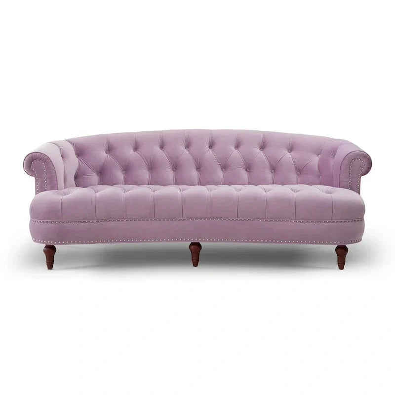Canapé capitonné chesterfield La Rosa 84 en velours, style moderne du milieu du siècle