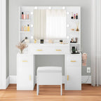 Coiffeuse avec prises intégrées et miroir éclairé, 55,1H x 43,3L x 15,74P