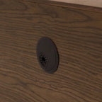 Meuble TV minimaliste avec tiroirsConsole multimédia en bois massif avec placards, porte abattante, placage noyer, entièrement assemblé