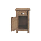 Table d'appoint de chevet Monterey en bois massif avec prises de courant cachées