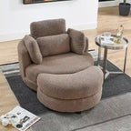 Fauteuil crapaud pivotant surdimensionné avec pouf de rangement lune