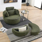 Fauteuil crapaud pivotant surdimensionné avec pouf de rangement lune