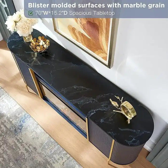 70 Meuble TV moderne de luxe avec cheminée, Centre de divertissement, Console TV