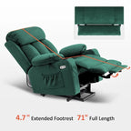 Fauteuil inclinable releveur électrique grand format MCombo avec repose-pieds extensible pour personnes âgées de grande taille, télécommande manuelle, porte-gobelets, tissu 7426