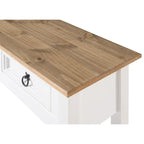 Console de couloir rustique en pin massif, blanc cérusé / marron antique / gris cérusé / non peinte, 3 tiroirs