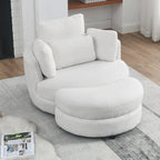 Fauteuil crapaud pivotant surdimensionné avec pouf de rangement lune