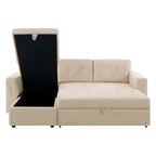 Canapé d'angle réversible avec lit gigogne, méridienne de rangement, pieds durables,