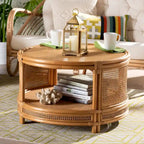 Table basse bali & pari Louis, rotin marron naturel, style bohème moderne