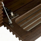 Meuble TV minimaliste avec tiroirsConsole multimédia en bois massif avec placards, porte abattante, placage noyer, entièrement assemblé