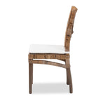 Chaise de salle à manger Laluna en rotin et bois d'acajou de style bohème moderne avec coussin