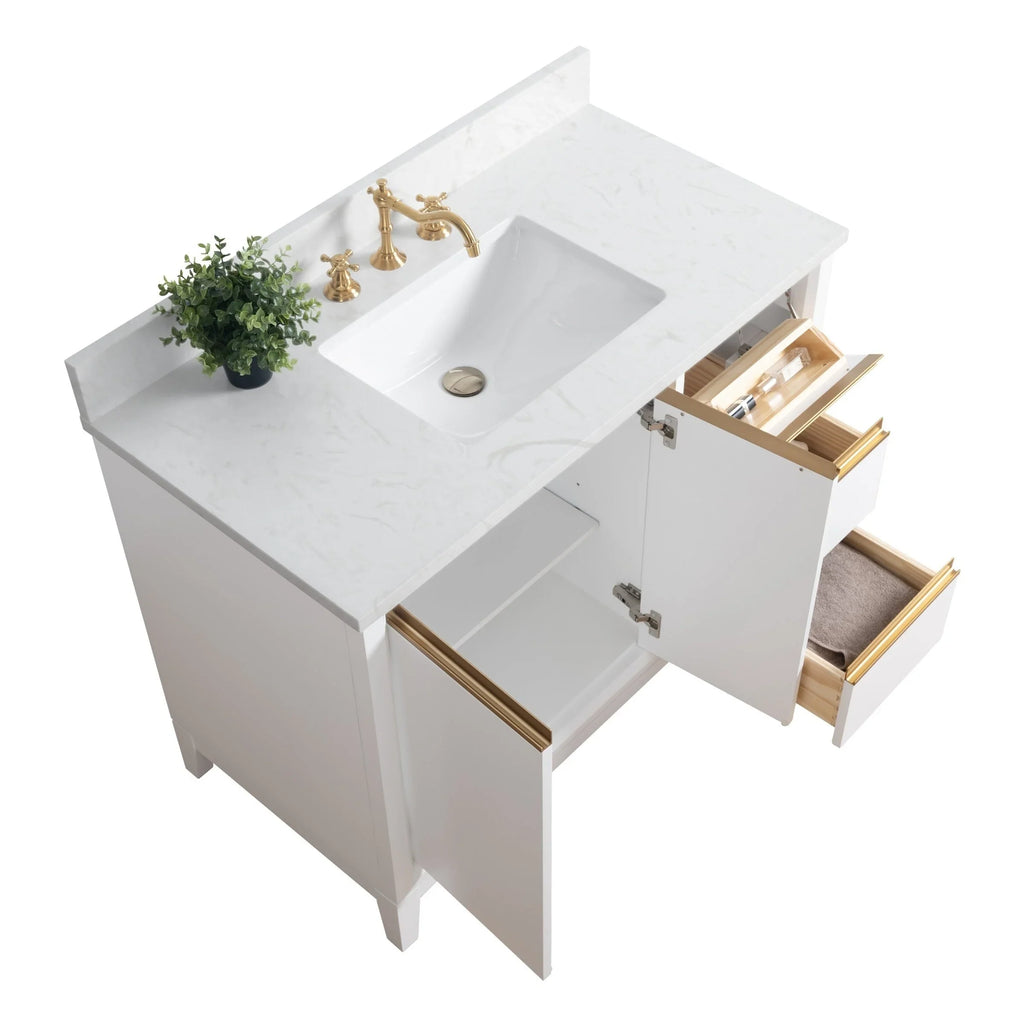 Meuble-lavabo Vanity Art avec évier en céramique et dessus en marbre reconstitué