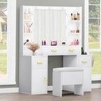 Coiffeuse avec prises intégrées et miroir éclairé, 55,1H x 43,3L x 15,74P