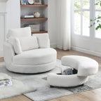 Fauteuil crapaud pivotant surdimensionné avec pouf de rangement lune