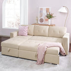 Canapé d'angle réversible avec lit gigogne, méridienne de rangement, pieds durables,