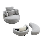 Fauteuil crapaud pivotant surdimensionné avec pouf de rangement lune