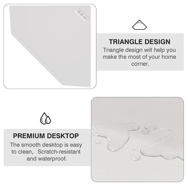 Bureau d'Angle Petit Bureau avec Prises, Table d'Angle pour Petit Espace, Bureau d'Ordinateur avec Ports USB, Bureau Triangle avec Rangement