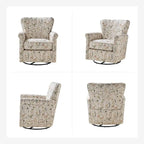 Fauteuil à bascule pivotant Georg en tissu confortable à motif floral avec accoudoirs arrondis par HULALA HOME