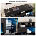 Meuble TV avec cheminée électrique, lumières LED et télécommandes