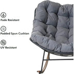 Fauteuil à bascule géant de patio, Chaise œuf Freestyle intérieure-extérieure avec coussin Rembourré Fauteuil de salon moderne pour jardin, cour arrière