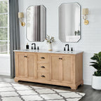 Meuble sous-vasque Hervas avec plateau en marbre naturel, sans miroir