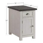 Table d'appoint de chevet Monterey en bois massif avec prises de courant cachées