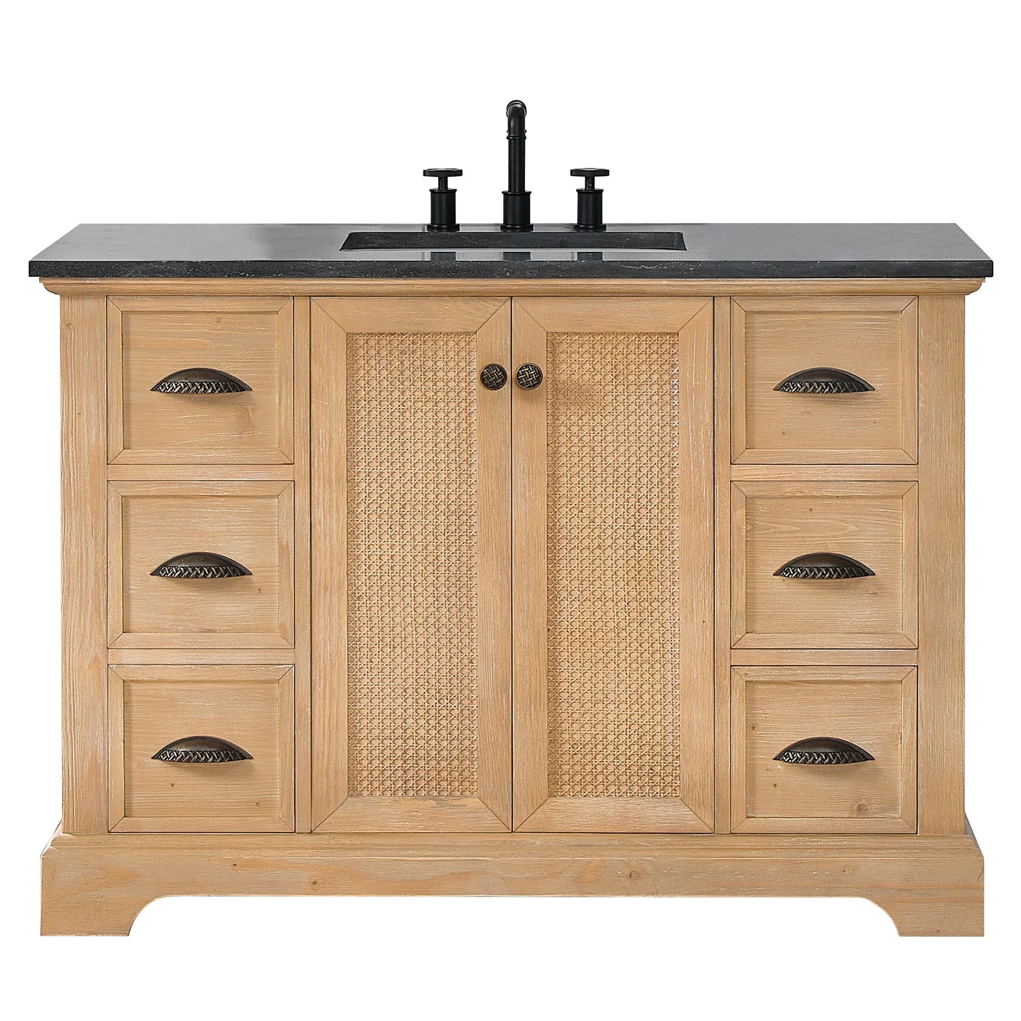 Meuble sous-vasque Hervas avec plateau en marbre naturel, sans miroir