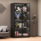 Vitrine de rangement, vitrine avec portes en verre trempé, vitrine avec 4 étagères de rangement
